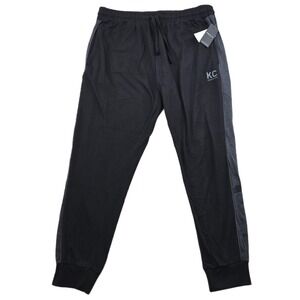 Kenneth Cole Jogger Sweatpants Men XL Black Side Stripe Drawstring NEW